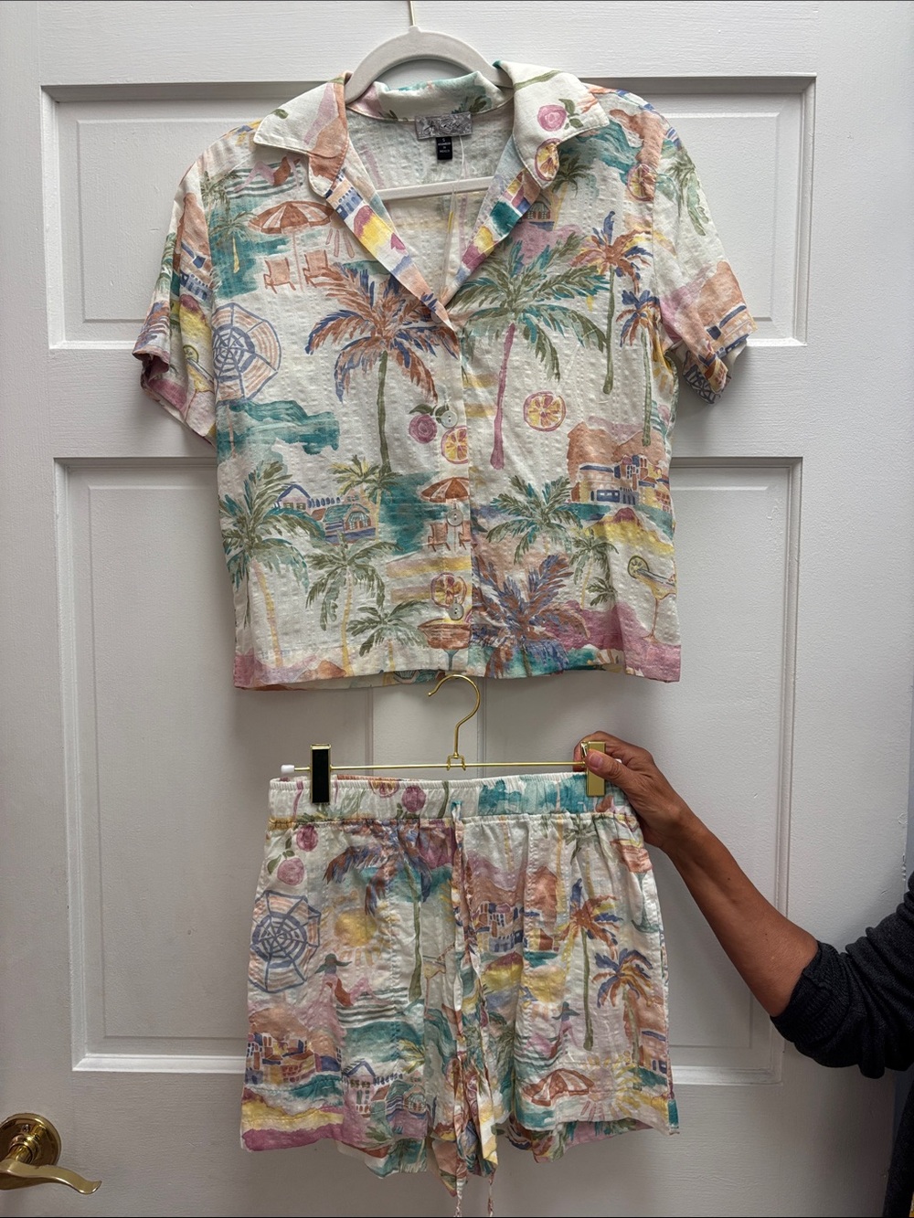 NEW J. Valdi Porto Shell Button Down Shirt & Drawstring Short Set 31836 31876